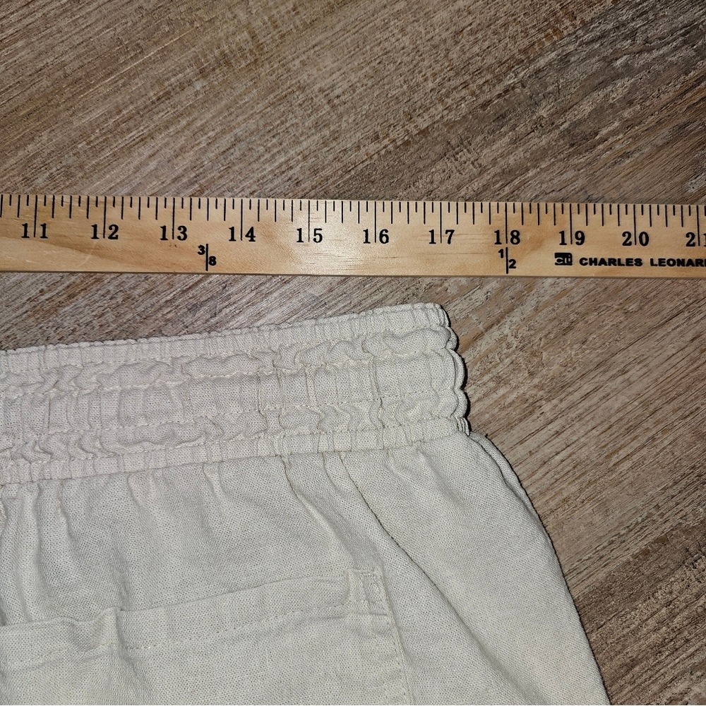 Linen Wide Leg Cargo Pants by Time & True Elastic and Drawstring Oatmeal Color L - Picture 5 of 10